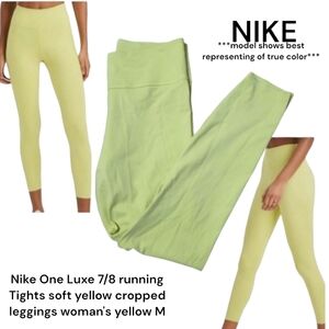 Nike  Women's One Luxe 7/8 running Tights soft yellow cropped leggings yellow M